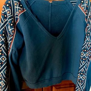 Free people embroidered sleeve top